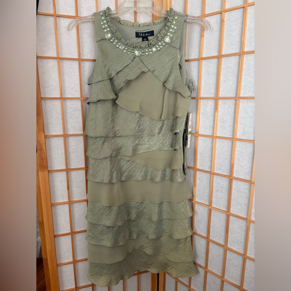 Olive Green Layered Dress